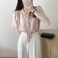 Áo Sơ Mi Voan Kiểu Pháp Cho Nữ Mùa Hè Mới Cổ Điển Hàn Quốc Thiết Kế Hai Mặt Thon Gọn Phong Cách Hàn