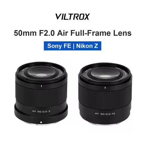 Viltrox 50mm F2 Air Full-Frame Lens STM Auto Focus for Sony E, Nikon Z Mount Cameras Lens A7RIV A7SI