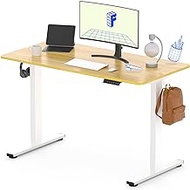 FLEXISPOT Standing Desk 48 x 24 Inches Whole-Piece Desktop Electric Height Adjustable Desk Stand up Desk Home Office Table for Computer Laptop (White Frame + Maple Desktop)