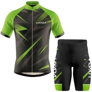 Lixada Men Cycling Jersey Breathable Short Sleeve Bike Shirt and Padded Shorts MTB Bicycle Clothing Suit (Green)