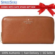 Kate Spade Wallet In Gift Box Long Wallet Pebbled Leather Large Continental Wallet Warm Gingerbread Brown # WLR00392