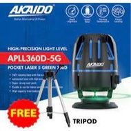 Akaido Waterproof Light Level Pocket Laser 5 Green 360D Level Measure Line Measure - Model APLL360D-