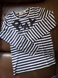 @日本製 Made in JP Play CDG 長袖 Tee T Shirt Navy White Border 藍白 條子