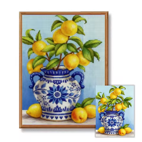 1set30x40cm[11.8x15.7inches]/40x50cm[15.7x19.7inches]lemon tree cross stitch kit, including drawings