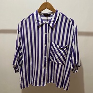 Urban Revivo Striped Buttoned Up 3/4 Sleeve Top (Preloved - Used)