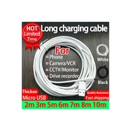 【Cian123】 Long Charge Cable 1M 2M 3M 5M 6M 7M 8M 10M Extra Long Cable USB For IP Camera For CCTV Dat