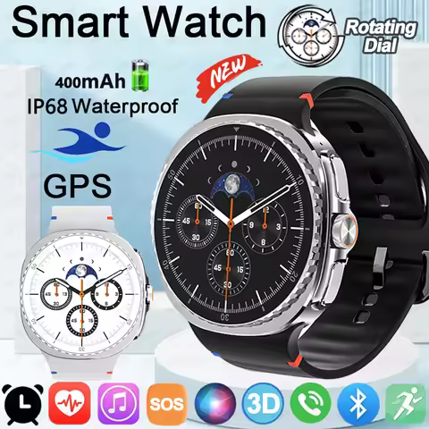 2025 New GPS Tracking Smart Watch HC8 Rotating Dial 400mAh Battery 1.43" AMOLED Health Testing Sport