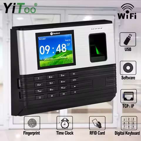 YiToo 2.8inch Wifi RFID Biometric Fingerprint Time Attendance TCP/IP USB Office Check-in Realand Sys