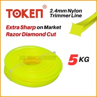 Heavy Duty TOKEN 5KG 2.4mm Nylon Trimmer Line Razor Diamond Square Cut Tali Mesin Rumput Tahan Lasak