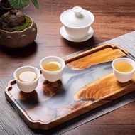 原木樹脂水墨乾泡茶盤 / 崖柏木