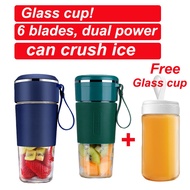 Portable Juicer 6 Blade Blender With Glass Cup Can Crash Ice Juice Cup Electric Puree Mixer Mini Fruit USB Ice Blender