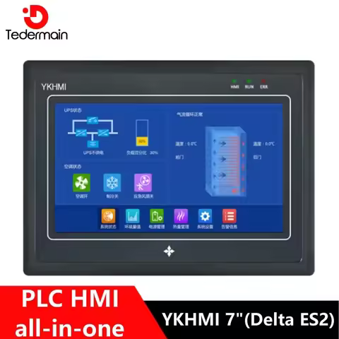 YKHMI PLC HMI all-in-one 7"programmable logic controller Compatible with Delta ES2 built-in analog s