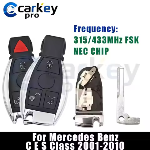 Carkeypro 3/3+1 Button Smart Key 315/433Mhz For Mercedes Benz C E S Class 2 Batteries Europe USA