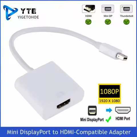 YIGETOHDE Mini DisplayPort Display Port to HDMI-Compatible Adapter Cable Thunderbolt 2 HDMI Converte