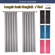 Kain Curtain Langsir Cangkuk Plan Murah Hook Tingkap Pintu Bilik Sliding Door Plain Semi Blackout 窗帘