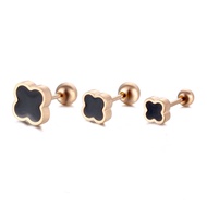 Clover Stainless Steel Earring for Women Rose Gold Helix Mini Stud Earring No Fade Girls Gift