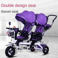 Twin Stroller Children's Tricycle Can Sit And Swivel Twins Pram Foldable Pedal Design Car Baby Newbo