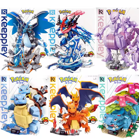 Original Keeppley Pokemon DIY Building Blocks Pikachu Charizard Venusaur Greninja Mewtwo Blastoise A