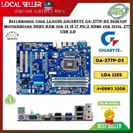 Refurbished Used LGA1155 GIGABYTE GA-Z77P-D3 Desktop Motherboard DDR3 RAM for i3 i5 i7 PS/2 HDMI for