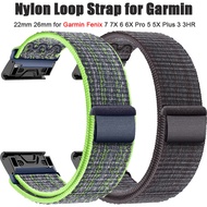 26mm 22mm Nylon strap for Garmin Fenix 7 7X 6 6X Pro 5 5X Plus 3 3HR Quick Fit Bracelet Smartwatch For Forerunner 945 935 Band