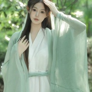 【青儿】汉服女绿色大袖衫长款直裾魏晋制古装清冷风超仙气显瘦feijiyi801.sg26.5.15【Qing'er】Hanfu Women's Green Long-sleeved Shirt, Lo