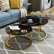 Coffee table tempered glass marble dining / bedside table creative wrought iron round side balcony