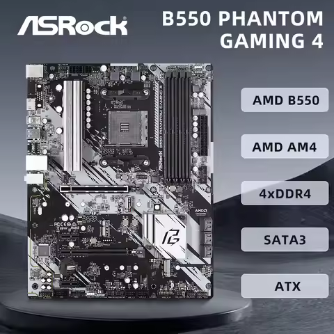 ASRock B550 PHANTOM GAMING 4 Motherboard Support R7 5700X 5700x3D 5800x3D 5600G CPU 4xDDR4 128GB AMD