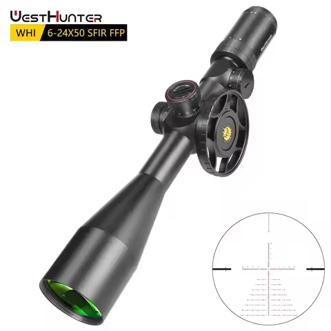 WestHunter WHI 6-24X50 SFIR FFP Scope First Focal Plane Riflescope Big Parallax Wheel R&G Illuminate