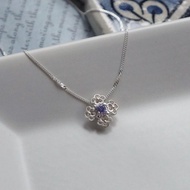 轉角花紋生日石 項鍊 925銀