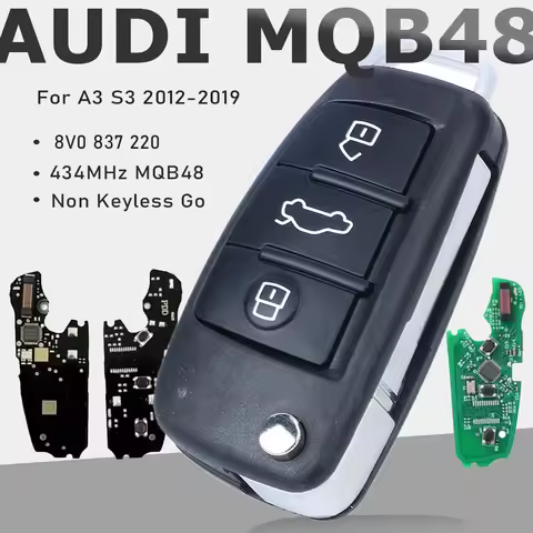 KEYECU OEM Board 8V0 837 220, 8V0837220 ASK 434MHz Megamos AES MQB 48 Flip Remote Car Key Fob for Au