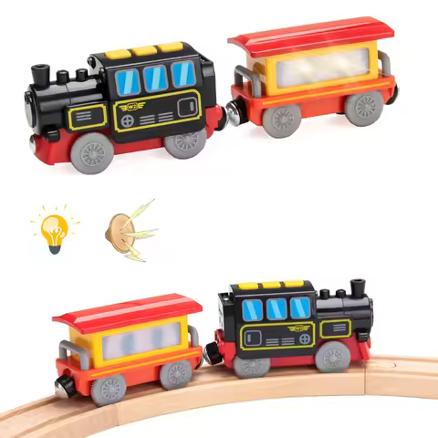 Battery Powered Engine Action Locomotive Train Set With Light and Sound Effects for Train Tracks Rai