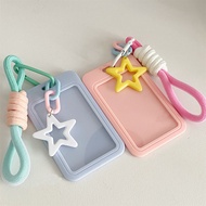 Stars Card Sleeve Photocard Sleeve Id Card Sleeve With Lanyard Student Card Sleeve Solid Color Name 