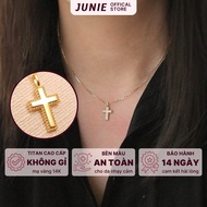 NIVES Women's Gold Plated Silver Necklace with Cold Style Cross Shape JUNIE Brand