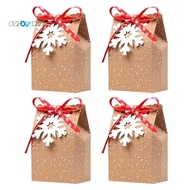 Christmas Candy Box Christmas Kraft Paper Snowflake Paper Bag Cookie Candy Bag Christmas Card Boxes Gift Bag (24Pcs)