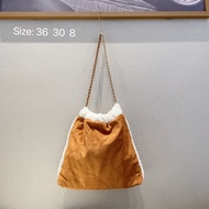 french styleWool Lamb Garbage Bag Fashion Diamond Chain Plush Tote Bag