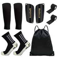 5-piece Football Set: Football Socks + Leg Covers + Shin Guards + Bandages + Backpack Shin Guard Foo