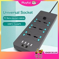 【PLAYFUL】 Malaysia standard 6 Sockets 4 USB Extension wire socket 3 pin Plug 2 meter and 5 meter