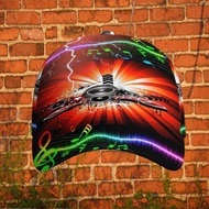 Neon Soundwave Speaker Custom All-Over Print Baseball Cap, Limited Edition EDM Party Biker Design Ha