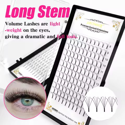 ABONNIE Premade Volume Fans Long Stem Short Stem Russian Volume Eyelash Extension Faux Mink Premium