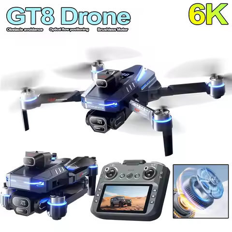 GT8 Drone 6K HD Camera Obstacle Avoidance Aerial Photography Brushless Drone with Screen Foldable RC
