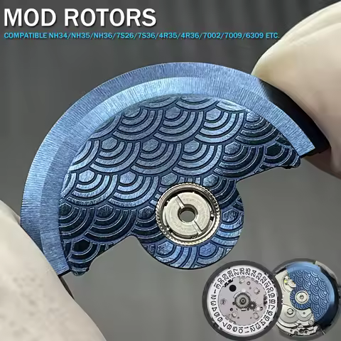 Mod NH35 Automatic Oscillating Weight Hammers Blue Great Wave Rotors Parts Fit to NH34 NH35A NH36 NH