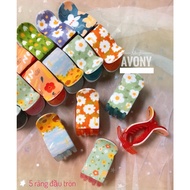 Hairpin - crab claw hairbag with 3 - 5 teeth printed with Honey flower