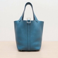 Picotin 18 菜籃 W0博斯普魯斯綠 TC皮 D刻 銀扣