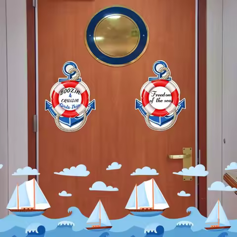2Cruise Ship Door Magnet Anchor Car Magnet Anchor with Lifebuoy Magnetic Sticker，Attached3Paint Mark