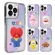 BT21 / Fluffy Body Hologram Phone Case for Galaxy S22 S21 iPhone 11 12 13 pro max mini S22+ S21+ S20 plus ultra / bts Kota Tata chimmy RJ cooky shooky MANG group cute