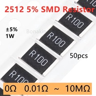 50pcs 2512 5% SMD Resistor 0.01R0.03R0.05R0.1R0.15R0.2R0.3R0.5R2R3.3R10R20R51R100R200R330R1K1.2K2.2K