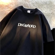 Degraded Gothic Letter Graphic Print T-Shirt Unisex Casual Short Sleeve Streetwear Tee