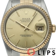 勞力士 Datejust 男士腕錶 16233，附原廠錶盒、國際保固卡，18K 黃金/不鏽鋼材質，香檳色顏色，成色極佳 [二手]