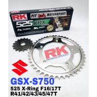 RK Sprocket Set SUZUKI GSX-S750 525 GB KRX X-Ring Black Gold Chain Rantai Xring GSXS 750 GSX 750S S7