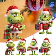 4Pc Christmas Decoration Grinch Collection: Multi-functional Ornaments for Car, Christmas Tree, and 